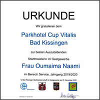 Link zur Urkunde Beste Auszubildenen - Stadtmeisterin im Gastgewerbe