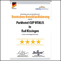 Hotelstars.eu - Klassifizierung 4 Sterne für das Parkhotel CUP VITALIS