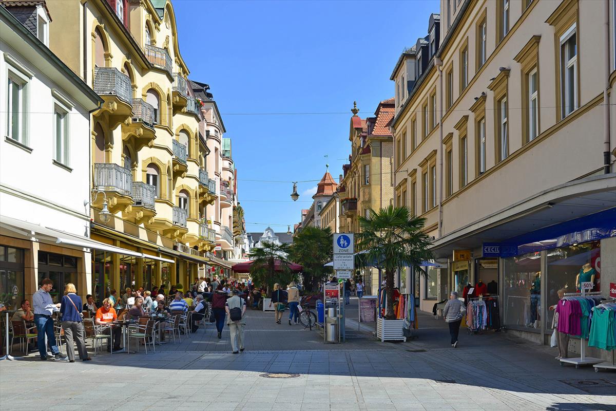 Blick in die Fußgängerzone von Bad Kissingen